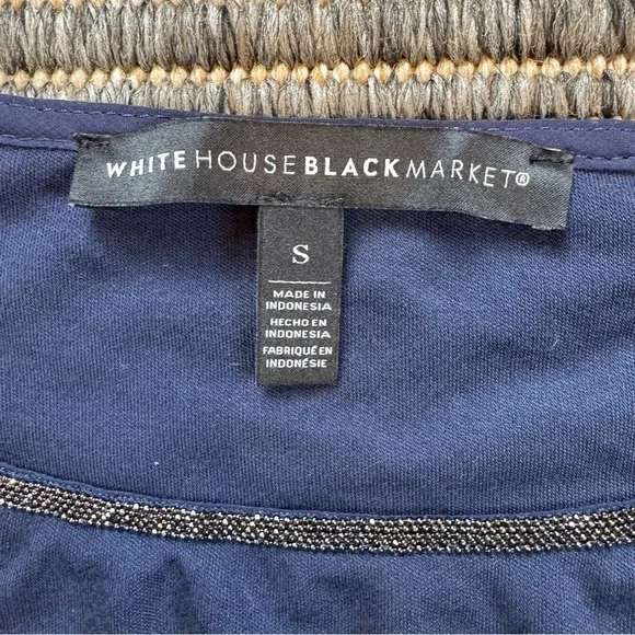 White House Black Market Blue Ruffled Bell Sleeve Blouse - Picture 3 of 3